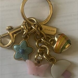 Coach Gold Keychain with Multicolor Charms